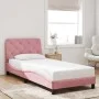 Bed frame with LED lights pink velvet 90x200 cm by , Beds and slatted bases - Ref: Foro24-3213836, Price: 167,56 €, Discount: %