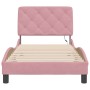 Estructura de cama con luces LED terciopelo rosa 90x200 cm de , Camas y somieres - Ref: Foro24-3213836, Precio: 160,62 €, Des...