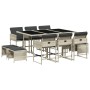 Set de comedor de jardín 11 pzas y cojines ratán sintético gris de , Conjuntos de jardín - Ref: Foro24-3278098, Precio: 484,1...