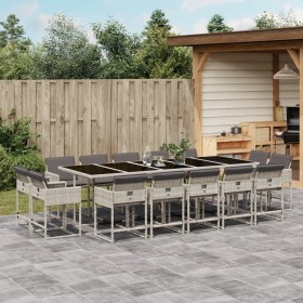 Set comedor jardín y cojines 15 pzas ratán sintético gris claro de , Conjuntos de jardín - Ref: Foro24-3278182, Precio: 850,5...