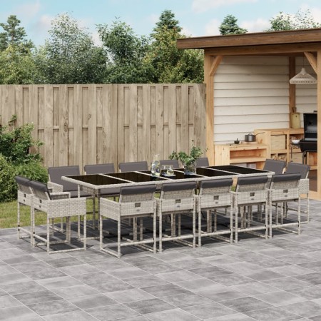 Set comedor jardín y cojines 15 pzas ratán sintético gris claro de , Conjuntos de jardín - Ref: Foro24-3278182, Precio: 850,5...