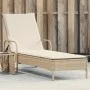 Tumbona con ruedas y cojín ratán sintético beige de , Tumbonas - Ref: Foro24-368312, Precio: 187,74 €, Descuento: %
