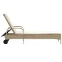 Tumbona con ruedas y cojín ratán sintético beige de , Tumbonas - Ref: Foro24-368312, Precio: 187,74 €, Descuento: %