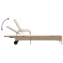 Tumbona con ruedas y cojín ratán sintético beige de , Tumbonas - Ref: Foro24-368312, Precio: 167,72 €, Descuento: %