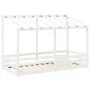 Children's bed with solid white pine wood roof 100x200 cm by , Beds and slatted bases - Ref: Foro24-846998, Price: 179,61 €, ...