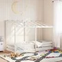 Children's bed with solid white pine wood roof 100x200 cm by , Beds and slatted bases - Ref: Foro24-846998, Price: 179,61 €, ...