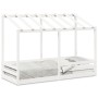 Cama infantil con techo madera maciza pino blanco 75x190 cm de , Camas y somieres - Ref: Foro24-847010, Precio: 124,88 €, Des...