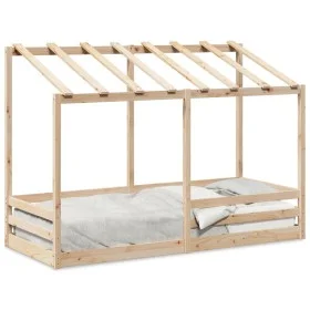 Children's bed with solid pine wood roof 90x190 cm by , Beds and slatted bases - Ref: Foro24-847006, Price: 106,90 €, Discoun...