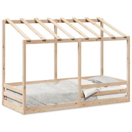 Cama infantil con techo madera maciza pino 90x190 cm de , Camas y somieres - Ref: Foro24-847006, Precio: 107,87 €, Descuento: %