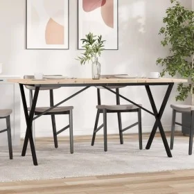 Mesa comedor marco X madera maciza pino y hierro 140x80x75,5 cm de , Mesas de cocina y de comedor - Ref: Foro24-3282764, Prec...