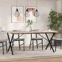 Dining table with X frame made of solid pine wood and iron, 180x90x75.5 cm by , Kitchen and dining tables - Ref: Foro24-32827...