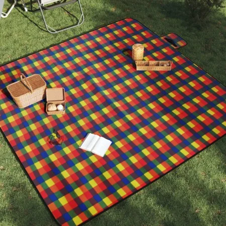 Manta de picnic plegable terciopelo cuadros colores 200x200 cm de , Camping y senderismo - Ref: Foro24-4004209, Precio: 30,99...
