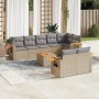 Set de muebles de jardín 9 pzas y cojines ratán sintético gris en Conjuntos de jardín | Comprar online en Foru.es
