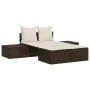 Double sun lounger with brown synthetic rattan cushions by , Loungers - Ref: Foro24-368390, Price: 309,75 €, Discount: %