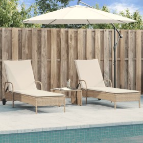 Tumbonas con cojines 2 unidades ratán sintético beige de , Tumbonas - Ref: Foro24-3261438, Precio: 326,25 €, Descuento: %