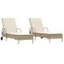 Liegestühle mit Kissen, 2 Stück, aus synthetischem Rattan in Beige. von , Liegen - Ref: Foro24-3261438, Preis: 359,84 €, Raba...
