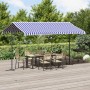 Toldo de pie tela y acero azul y blanco 400x300 cm de , Sombrillas - Ref: Foro24-368932, Precio: 267,06 €, Descuento: %
