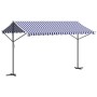 Toldo de pie tela y acero azul y blanco 400x300 cm de , Sombrillas - Ref: Foro24-368932, Precio: 267,06 €, Descuento: %