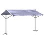 Toldo de pie tela y acero azul y blanco 400x300 cm de , Sombrillas - Ref: Foro24-368932, Precio: 267,06 €, Descuento: %