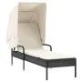 Tumbonas con capota y mesa 2 uds ratán sintético negro de , Tumbonas - Ref: Foro24-3261569, Precio: 389,15 €, Descuento: %