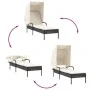 Tumbonas con capota y mesa 2 uds ratán sintético negro de , Tumbonas - Ref: Foro24-3261569, Precio: 389,15 €, Descuento: %