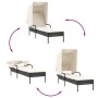 Tumbonas con capota y mesa 2 uds ratán sintético negro de , Tumbonas - Ref: Foro24-3261569, Precio: 367,88 €, Descuento: %