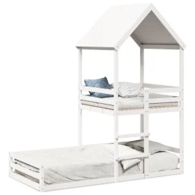 Bed with solid white pine wood roof 90x200 cm by , Beds and slatted bases - Ref: Foro24-3282391, Price: 366,74 €, Discount: %