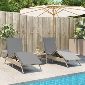 Liegestühle mit Tisch, 2 Stück, aus synthetischem Rattan in Beige. von , Liegen - Ref: Foro24-4002713, Preis: 273,00 €, Rabat...