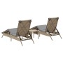 Tumbonas con mesita 2 unidades ratán sintético beige de , Tumbonas - Ref: Foro24-4002713, Precio: 277,91 €, Descuento: %