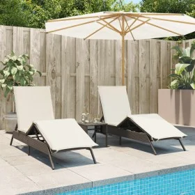 Tumbonas con mesita 2 unidades ratán sintético marrón de , Tumbonas - Ref: Foro24-4002711, Precio: 273,00 €, Descuento: %