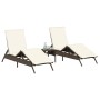 Tumbonas con mesita 2 unidades ratán sintético marrón de , Tumbonas - Ref: Foro24-4002711, Precio: 278,32 €, Descuento: %