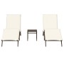 Tumbonas con mesita 2 unidades ratán sintético marrón de , Tumbonas - Ref: Foro24-4002711, Precio: 278,32 €, Descuento: %