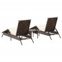Tumbonas con mesita 2 unidades ratán sintético marrón de , Tumbonas - Ref: Foro24-4002711, Precio: 278,32 €, Descuento: %
