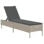 Lounger with light gray synthetic rattan cushion by , Loungers - Ref: Foro24-4002724, Price: 156,39 €, Discount: %
