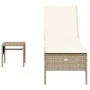 Liegestuhl mit Kissen und Beistelltisch aus synthetischem Rattan in Beige von , Liegen - Ref: Foro24-4002732, Preis: 172,21 €...
