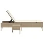 Liegestuhl mit Kissen und Beistelltisch aus synthetischem Rattan in Beige von , Liegen - Ref: Foro24-4002732, Preis: 172,21 €...