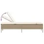 Liegestuhl mit Kissen und Beistelltisch aus synthetischem Rattan in Beige von , Liegen - Ref: Foro24-4002732, Preis: 172,21 €...