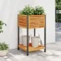 Jardinera con estante madera maciza acacia y acero 45x45x80 cm de , Maceteros y jardineras - Ref: Foro24-367616, Precio: 88,5...