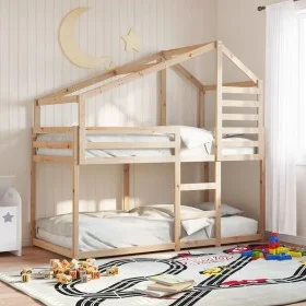 Litera con techo madera maciza de pino 90x200 cm de , Camas y somieres - Ref: Foro24-3281970, Precio: 237,73 €, Descuento: %
