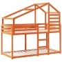 Bed with solid pine wood roof in brown, 90x190 cm by , Beds and slatted bases - Ref: Foro24-3281966, Price: 229,73 €, Discoun...