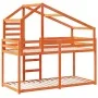 Bed with solid pine wood roof in brown, 90x190 cm by , Beds and slatted bases - Ref: Foro24-3281966, Price: 229,73 €, Discoun...