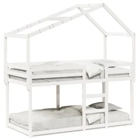 Bunk bed with solid white pine wood roof 90x190 cm by , Beds and slatted bases - Ref: Foro24-3282048, Price: 233,00 €, Discou...