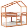 Cama litera con techo madera maciza pino marrón 80x200 cm de , Camas y somieres - Ref: Foro24-3282043, Precio: 218,07 €, Desc...