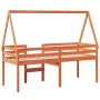 Cama alta con techo madera maciza de pino marrón cera 80x200 cm de , Camas y somieres - Ref: Foro24-3282097, Precio: 186,72 €...