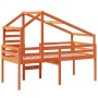 Cama alta con techo madera maciza de pino marrón cera 90x200 cm de , Camas y somieres - Ref: Foro24-3281979, Precio: 241,87 €...