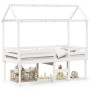 Cama alta con techo blanca madera maciza pino blanca 90x200 cm de , Camas y somieres - Ref: Foro24-3282133, Precio: 282,28 €,...