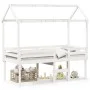 Cama alta con techo blanca madera maciza pino blanca 90x200 cm de , Camas y somieres - Ref: Foro24-3282133, Precio: 277,25 €,...
