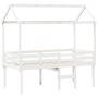 Cama alta con techo blanca madera maciza pino blanca 90x200 cm de , Camas y somieres - Ref: Foro24-3282133, Precio: 282,28 €,...