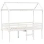 Cama alta con techo blanca madera maciza pino blanca 90x200 cm de , Camas y somieres - Ref: Foro24-3282133, Precio: 277,25 €,...