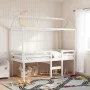 Cama alta con techo blanca madera maciza pino blanca 90x200 cm de , Camas y somieres - Ref: Foro24-3282133, Precio: 277,25 €,...